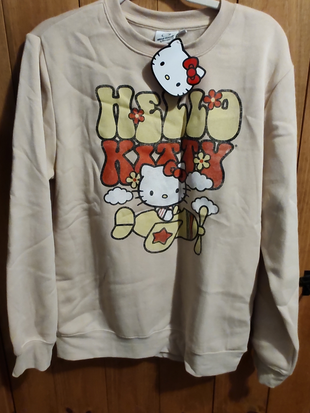 Hello Kitty Graphic Sweatshirt - Cream with Red & Yellow Print